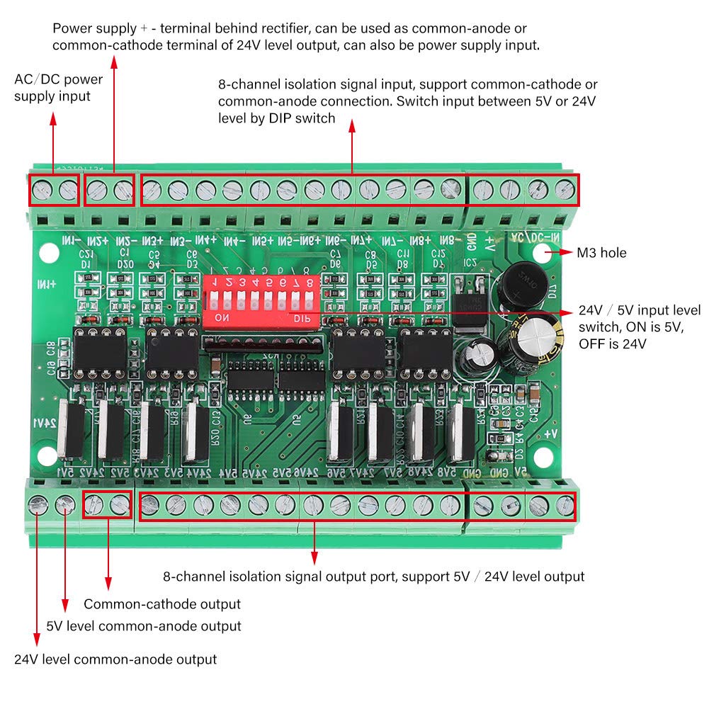 8-Kanal NPN/PNP zu NPN 5V / 24V Pegelwandlermodul Rechteckwelle verstärken Signalumwandlungsmodul Pe