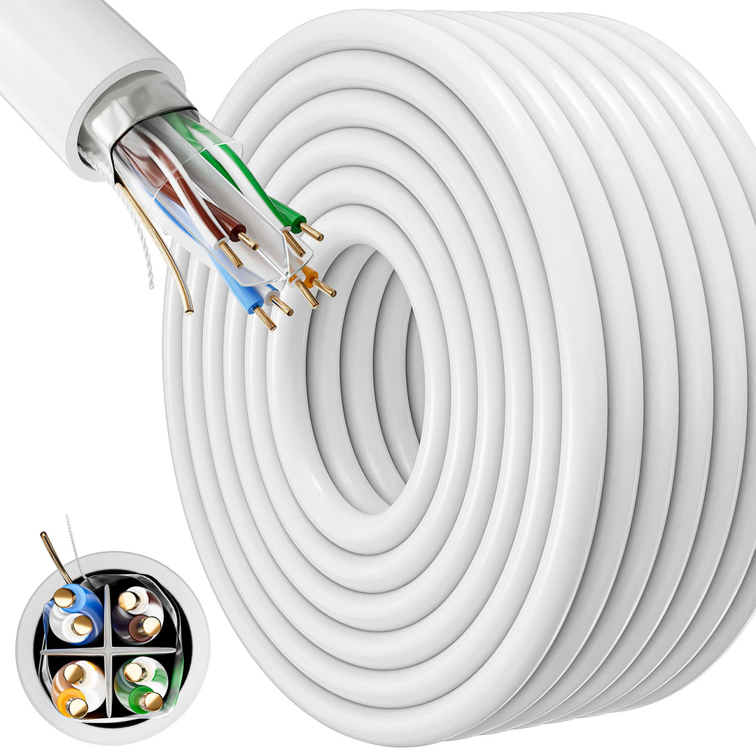 ikbc LAN Kabel 100 meter, Outdoor Cat 6 Netzwerkkabel 100m FTP Abschirmung Ethernet Kabel Hochgeschw