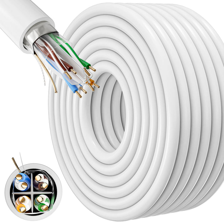 ikbc LAN Kabel 100 meter, Outdoor Cat 6 Netzwerkkabel 100m FTP Abschirmung Ethernet Kabel Hochgeschw