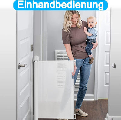 TRMLBE Türschutzgitter 0-180cm Ausziehbar Treppenschutzgitter Rollo Baby Treppenschutzrollo Türgitte