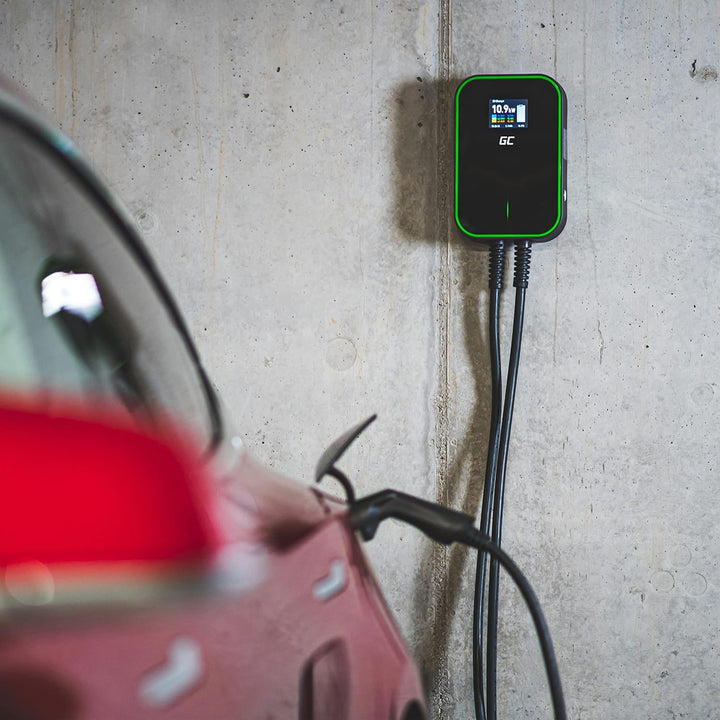 Green Cell GC PowerBox Wallbox 22kW Typ 2 Ladegerät für EV Ladekabel 6m LCD Display Kompatibel mit M