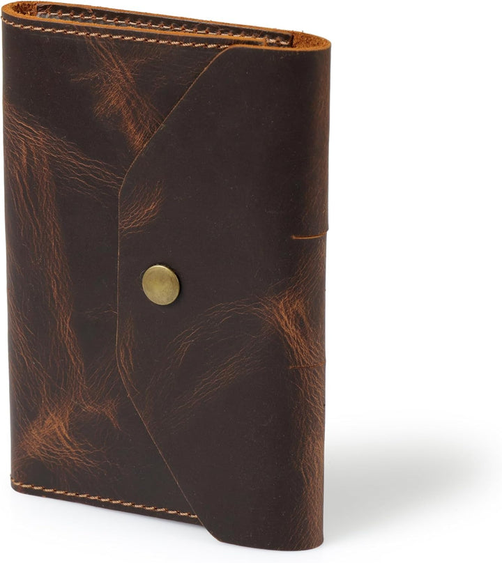 Londo Echtleder Schreibmappe Konferenzmappe mit Notizblock Notizblock und Schloss Braun S, Braun S