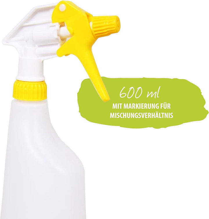 Putzen wie die Profis 4er Set Überkopf-Sprühflaschen mit verstellbarem Sprühkopf | 600 ml | schwarz