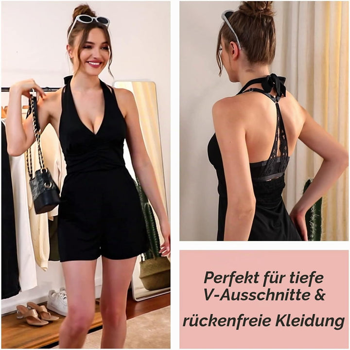 DOBREVA Damen Vorderverschluss BH mit Bügel Push Up Spitzen Neckholder BHS Racerback Tiefer Ausschni
