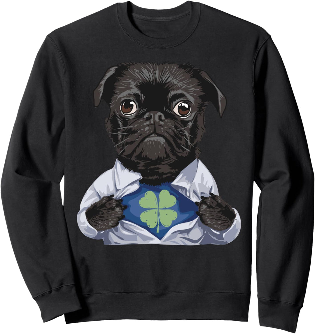 Pug Irish Clover Shirt St Patrick Day Dog Lover Sweatshirt