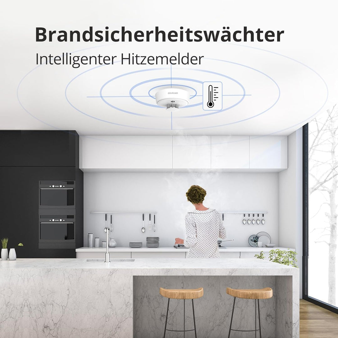 Hitzewarnmelder, 10 Jahre versiegelte Batterie, Hitzemelder Küche, Hitzewarnmelder kann ferngesteuer