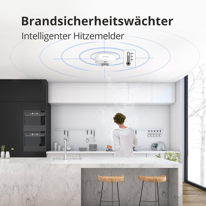 Hitzewarnmelder, 10 Jahre versiegelte Batterie, Hitzemelder Küche, Hitzewarnmelder kann ferngesteuer