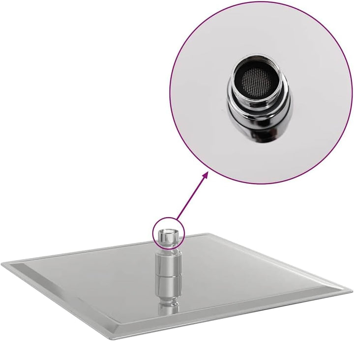 vidaXL Regenbrause Edelstahl 304 25x25 cm Quadrat, Duschkopf, Regenduschkopf, Dusche, Kopfbrause, Ba