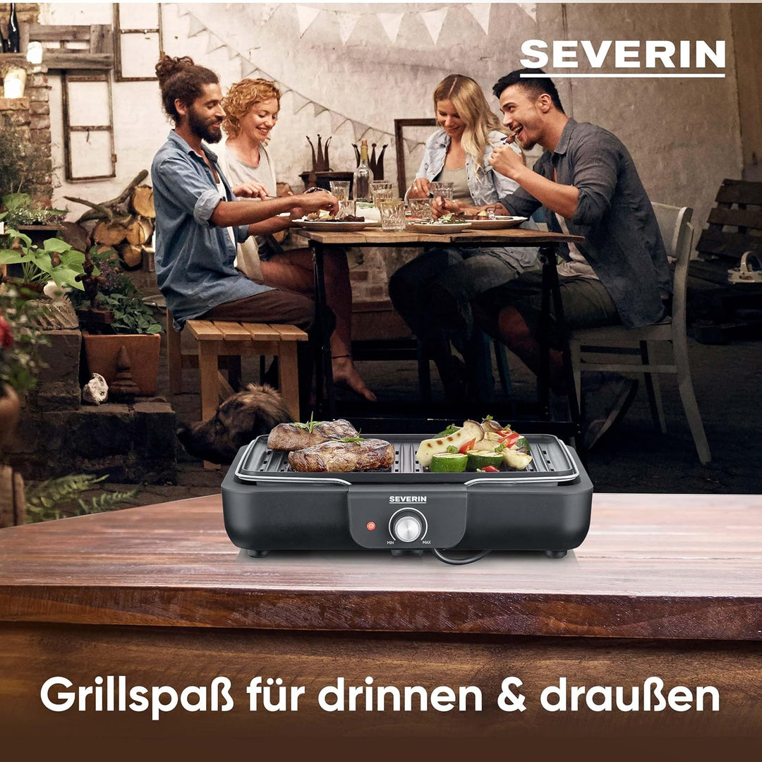 SEVERIN Tischgrill mit Grillplatte, für drinnen und draussen, Alu-Druckgussplatte, Elektrogrill mit