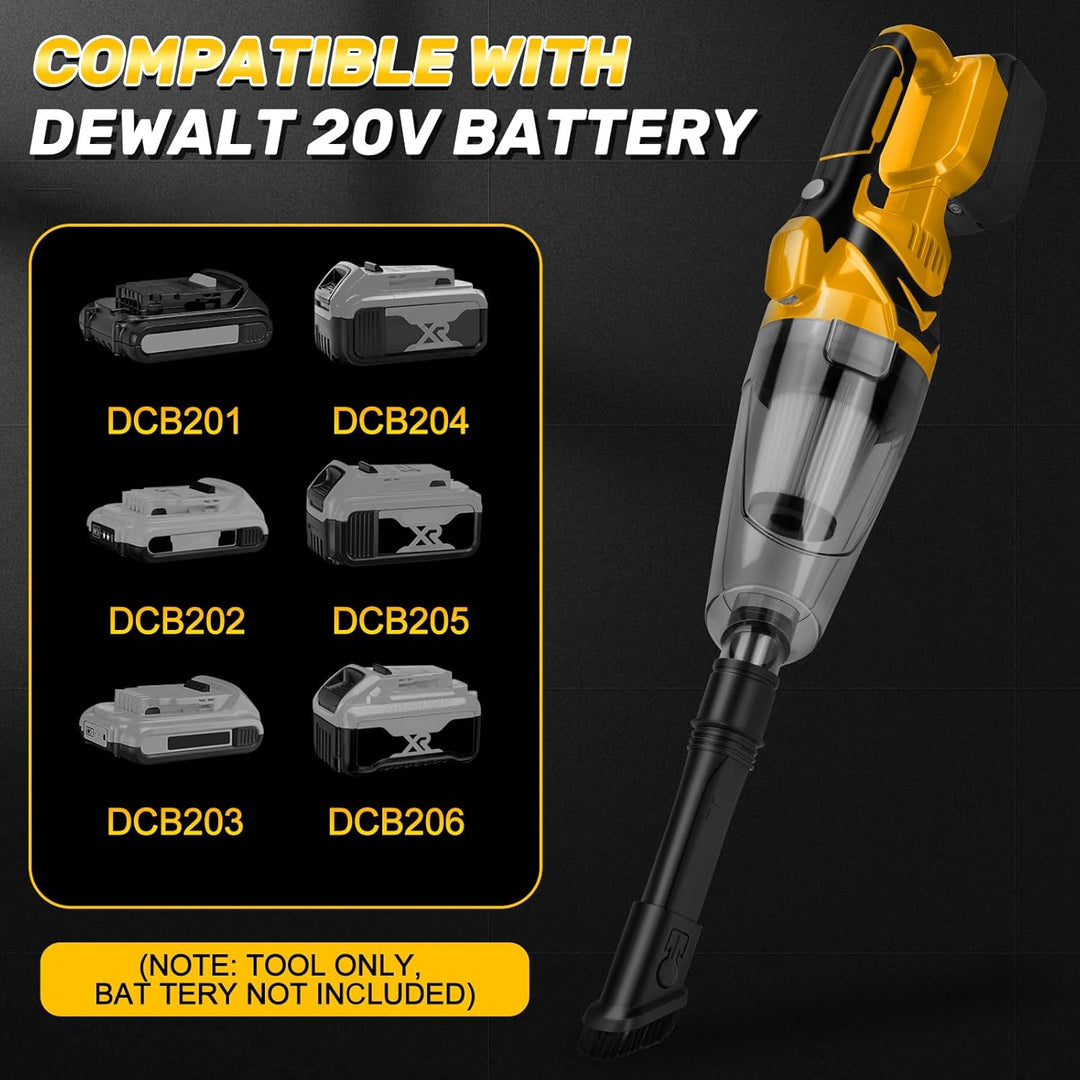 Akku Handstaubsauger kompatibel mit Dewalt 20V Batterie, 10000Pa Tragbar Staubsauger mit Fugendüse,