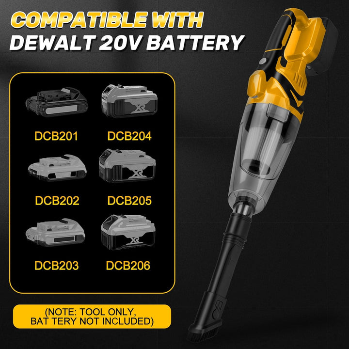 Akku Handstaubsauger kompatibel mit Dewalt 20V Batterie, 10000Pa Tragbar Staubsauger mit Fugendüse,
