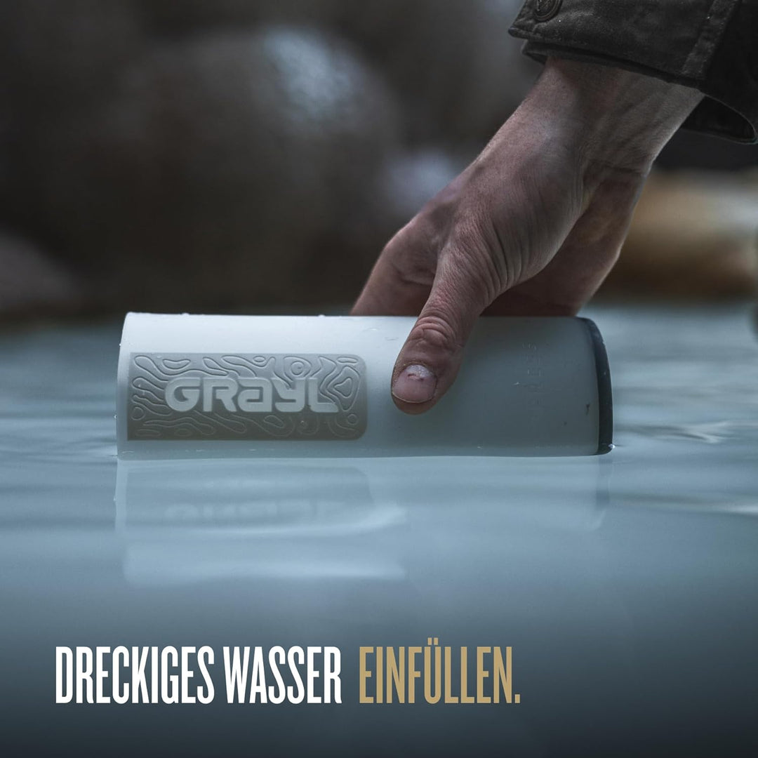 GRAYL GeoPress 24 oz Wasserfilterflasche – Filter für Wandern, Camping, Survival, Reisen Peak White,