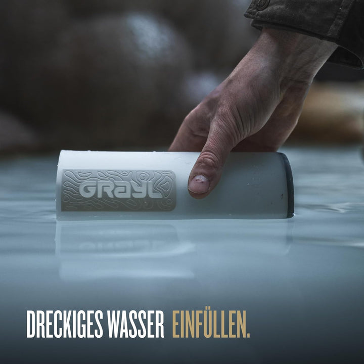 GRAYL GeoPress 24 oz Wasserfilterflasche – Filter für Wandern, Camping, Survival, Reisen Peak White,