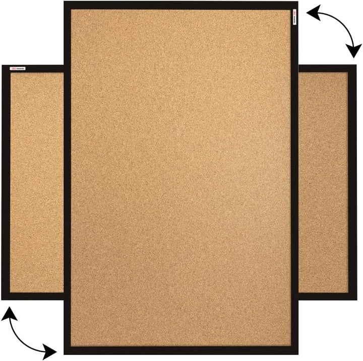 ALLboards Pinnwand mit Schwarzer Holz Rahmen 90x60cm Korktafel Korkwand Pinnwand Kork Farbiger Natur