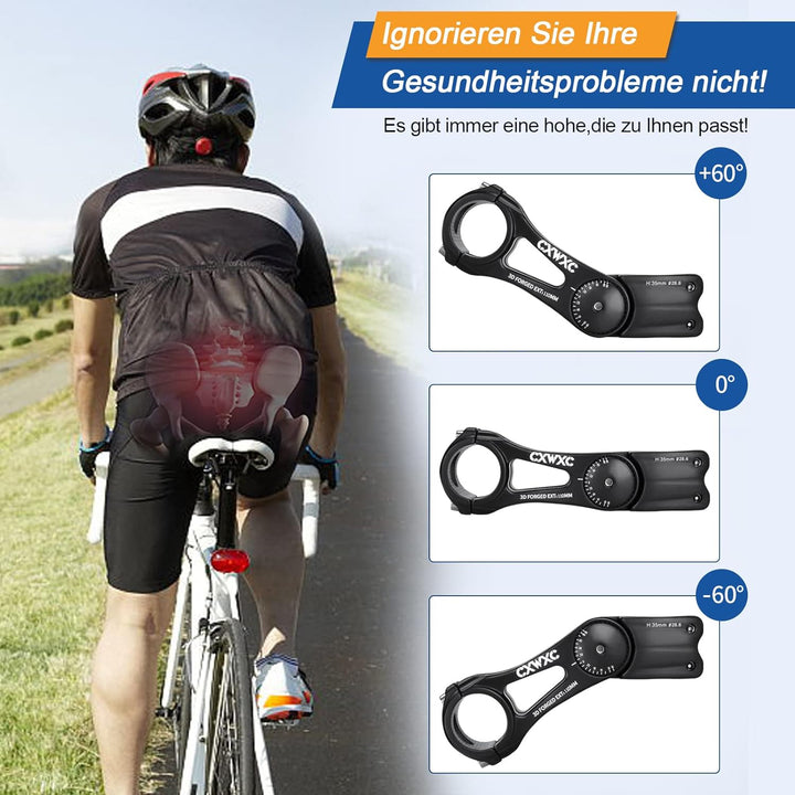 CXWXC Fahrradlenker Vorbau - Verstellbarer Aluminiumlegierungs Lenkererhöhung für MTB, Rennräder, BM