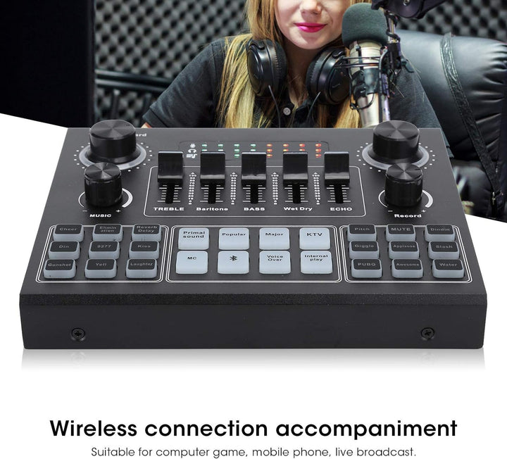 V9 Bluetooth Soundkarte, Stereo Audio Mixer, Externe Sound Mixer, Universal Broadcast Voice Changer,