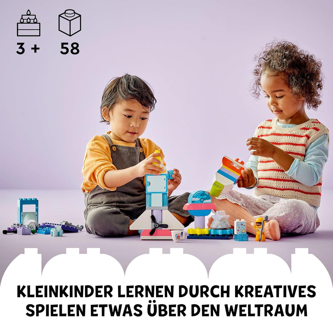 LEGO DUPLO 3-in-1-Spaceshuttle für viele Abenteuer, Weltraum-Set mit Raketen-Spielzeug für Kinder zu