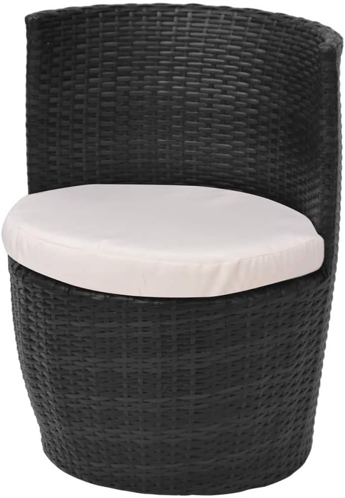 vidaXL Gartenmöbel 5-TLG. Poly Rattan Bistroset Sitzgruppe Garnitur Balkonset Schwarz, Schwarz