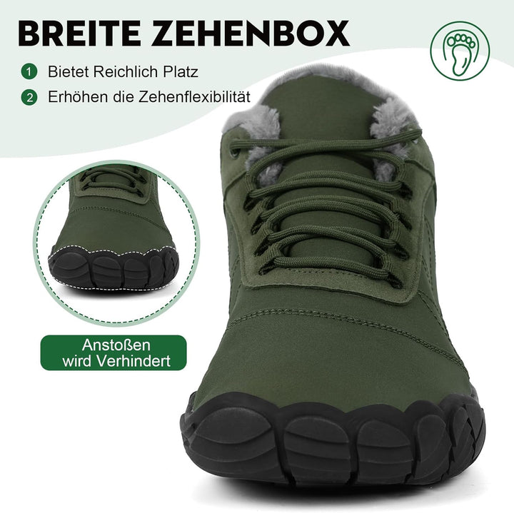 RUYI Barfussschuhe Winter Herren Damen Barfussschuhe Wasserabweisend, Warm Gefüttert Winterschuhe Tr