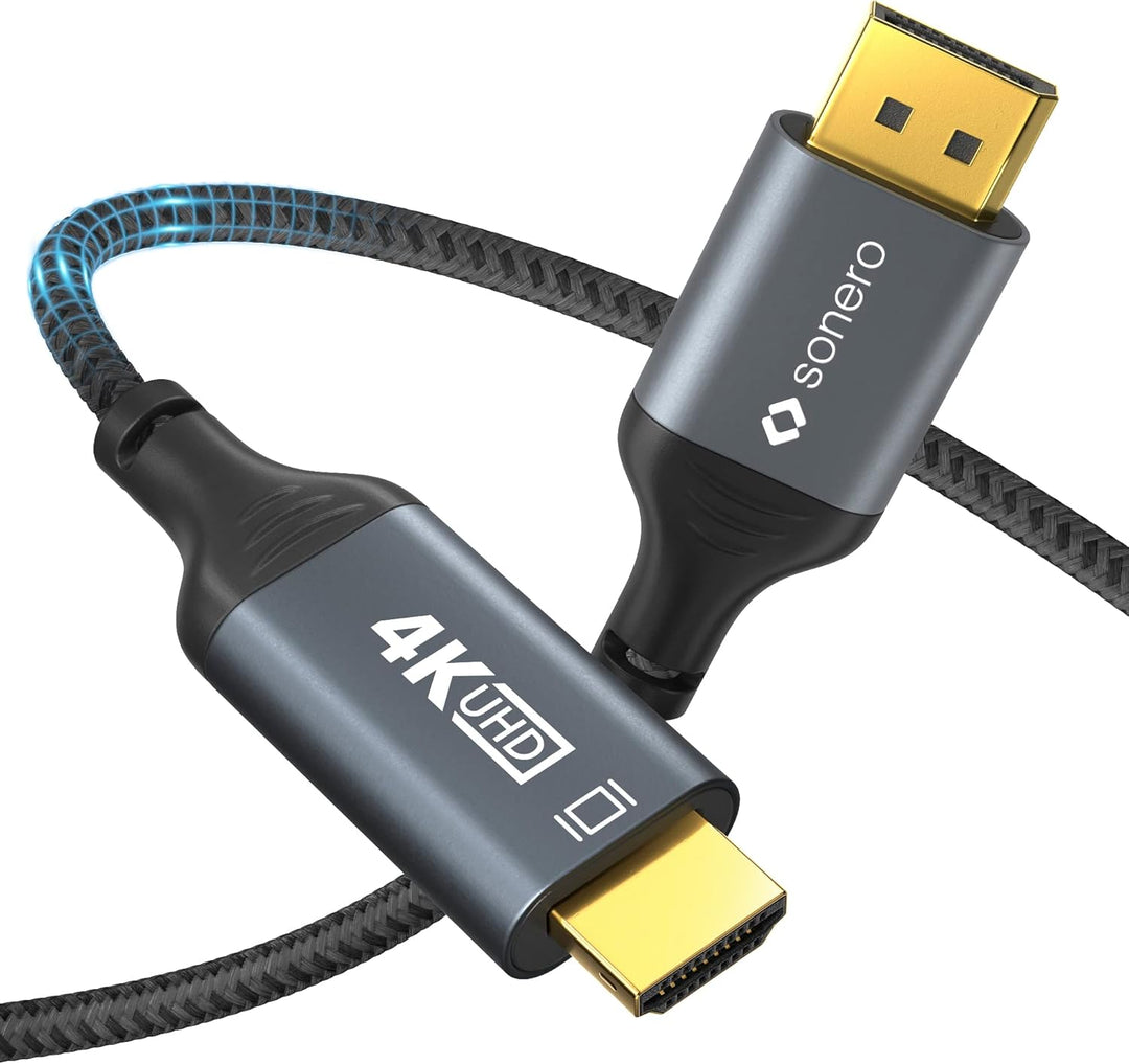 Sonero® 4K DisplayPort 1.2 auf HDMI 2.0 Kabel, DisplayPort Stecker auf HDMI Stecker, 4K 60Hz, 2K 120