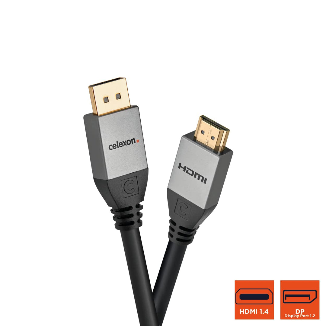 celexon DisplayPort auf HDMI Kabel 4K UHD @30Hz 1,5m - Professional Line - DisplayPort 1.2 / HDMI 1.