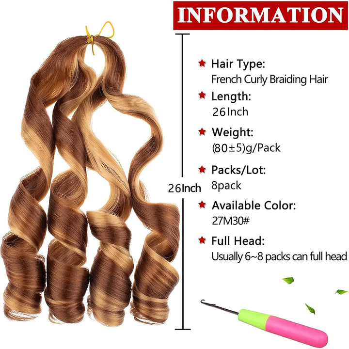 XTREND 66 cm 8 Packs French Curls Braiding Hair Pre Stretched Loose Wave Bouncy Braiding Hair Curly