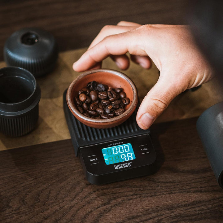 WACACO Exagram Kaffeewaage mit Timer, 0,1g/2kg hohe Präzision, digitale Espresso Waage, Touch Button