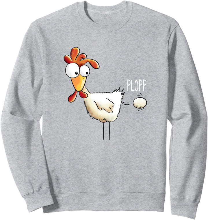Huhn legt Ei mit Plopp I Hühner Fun I Lustiges Geschenk Sweatshirt