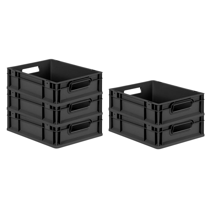 PROREGAL SparSet 5x Eurobox NextGen Grip | HxBxT 12x30x40cm | 11 Liter | Griffe offen | Schwarz | Eu