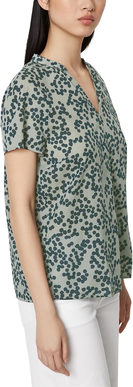 Marc O'Polo Damen Kurzarmbluse aus Bio-Baumwolle mit V-Ausschnitt 32 Mg21, 32 Mg21