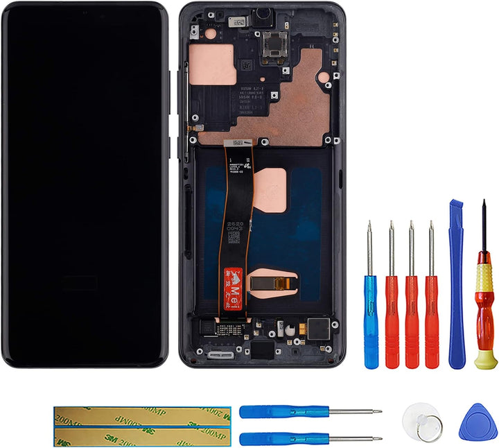 swark Dynamic AMOLED 2X Kompatibel mit Samsung Galaxy S20 Ultra 4G & 5G SM-G988 (Schwarz mit Rahmen)