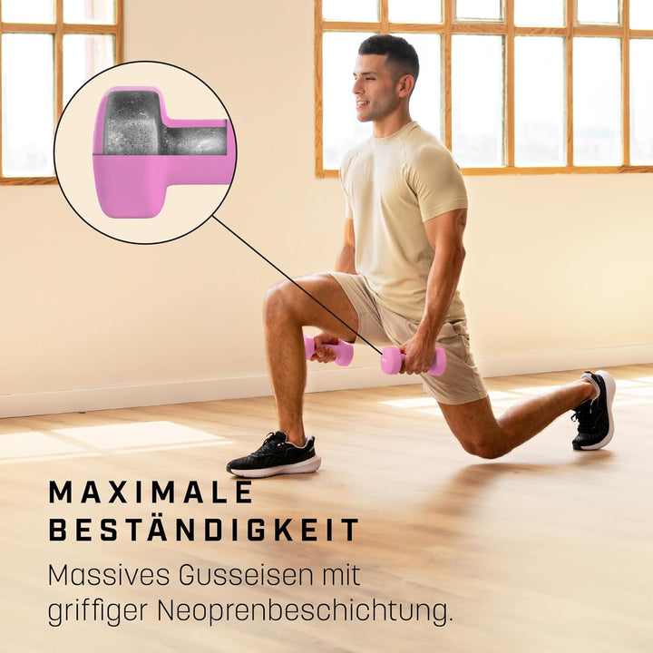 Neopren Hanteln Set - Inkl. Fitnessposter mit 32 Übungen, schweissabweisendes Kurzhanteln 2er Set au