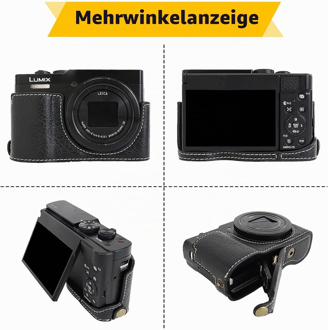 Rieibi TZ99 Kameratasche, PU Leder Kameratasche für Panasonic Lumix DC-TZ99 Digitalkamera, abnehmbar