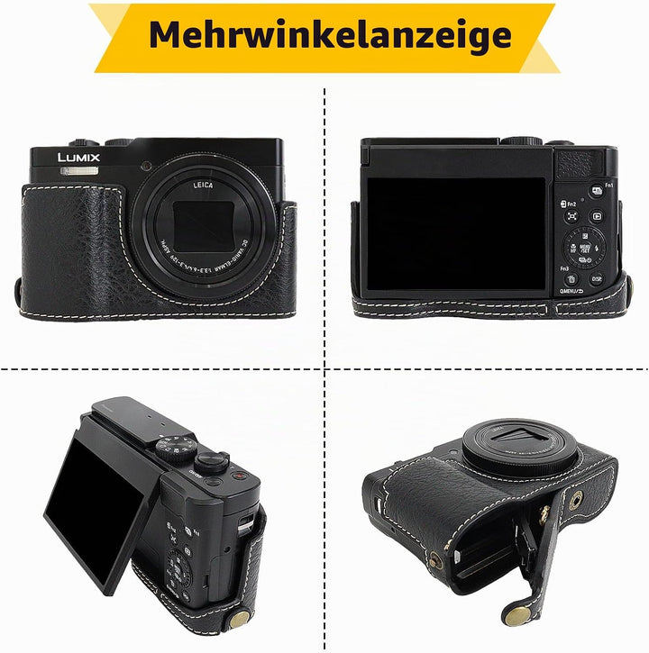 Rieibi TZ99 Kameratasche, PU Leder Kameratasche für Panasonic Lumix DC-TZ99 Digitalkamera, abnehmbar