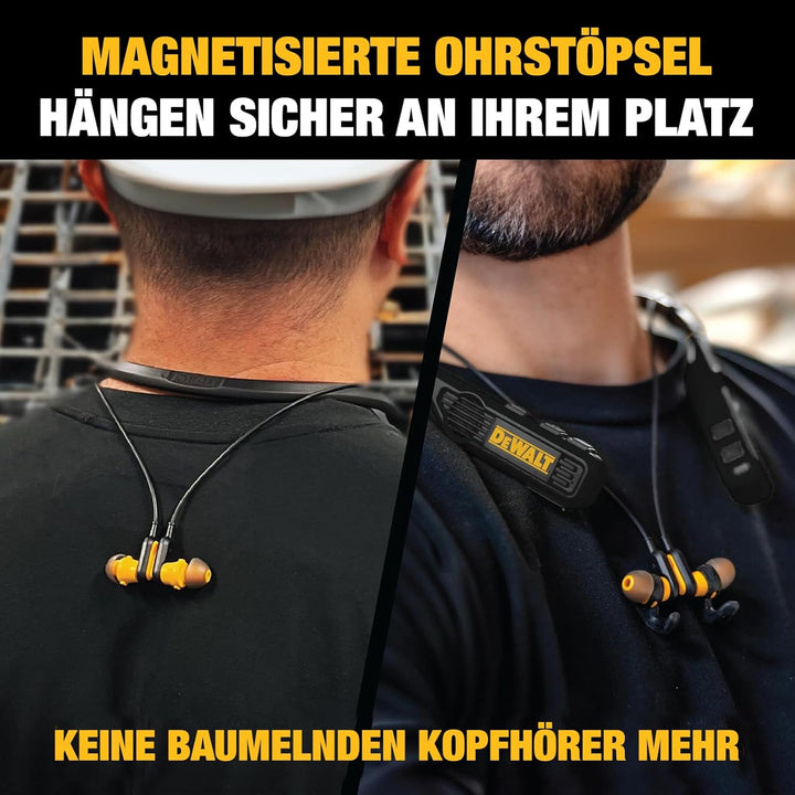 DEWALT Heavy Duty Black Edition 2-in-1 Bluetooth Nackenbügel-Kopfhörer mit Lautsprecher, kabelloses