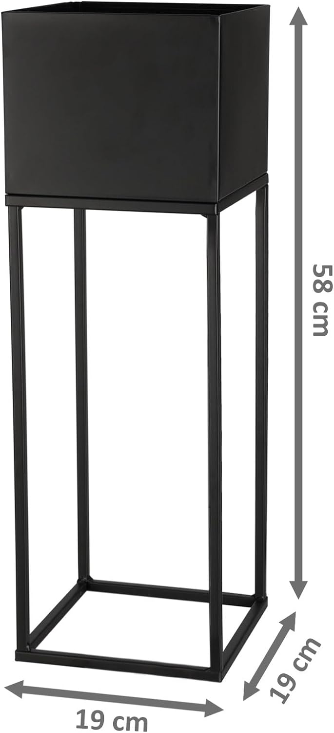 Spetebo Metall Blumentopf Ständer 2er Set schwarz für Aussen - 58 / 37 cm - Garten Pflanzsäule mit i