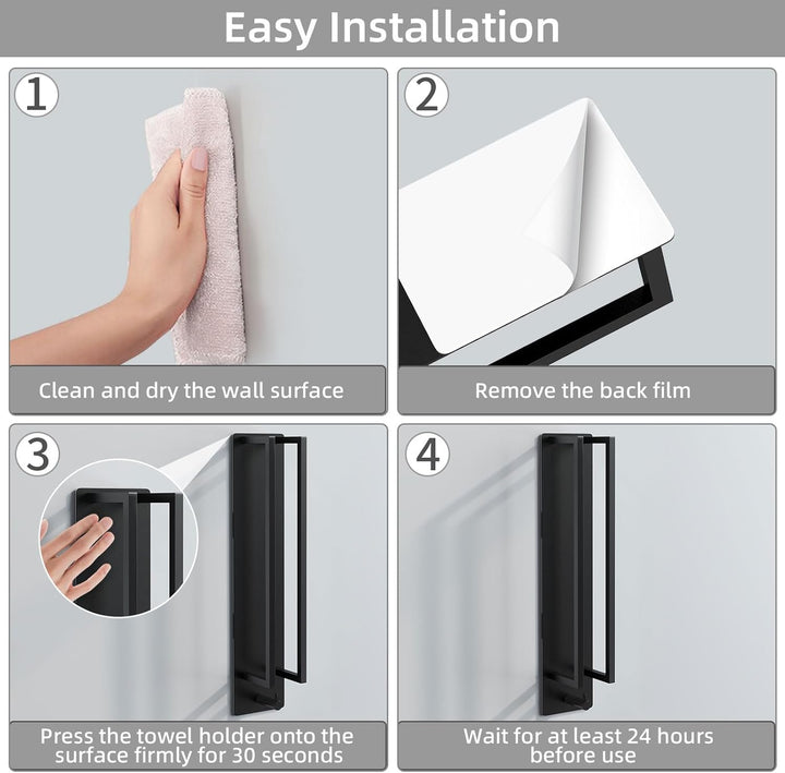 Handtuchhalter Schwarz Ohne Bohren,Gästehandtuchhalter Selbstklebend Handtuchstange Edelstahl Badetu