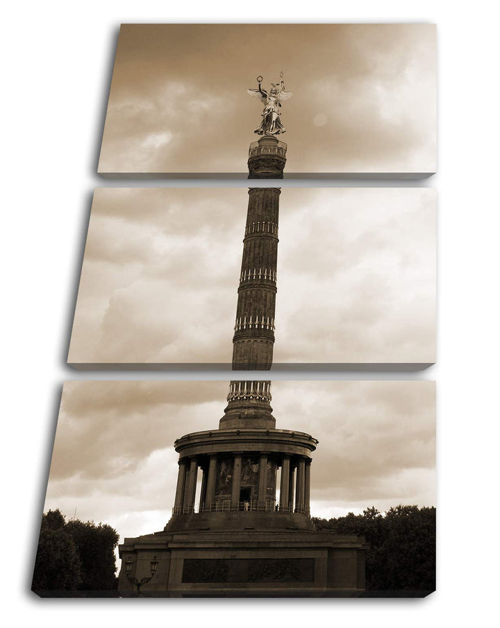 deyoli Die Berliner Siegessäule Format: 3-teilig 120x80 Effekt: Sepia als Leinwand, Motiv fertig ger