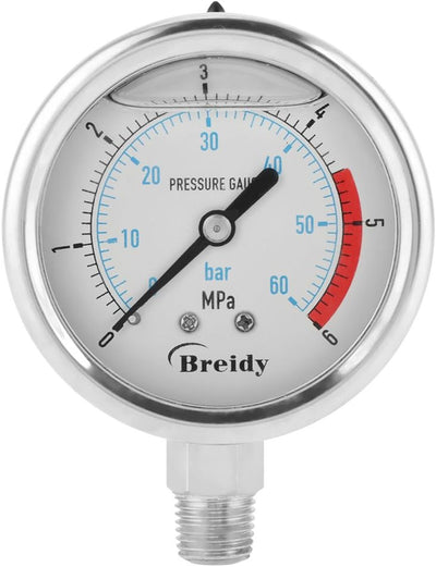 Luft Druckanzeige 0-60Bar / 0-6Mpa 60mm Zifferblatt Luft hydraulisch Wasser Druckanzeige Manometer M