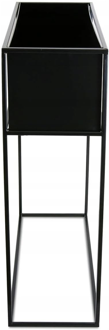 Schwarz Blumenständer Metall - Pflanzenständer 70 cm Hoch mit Metall Box 24 x 64 x 20 cm - Blumentop
