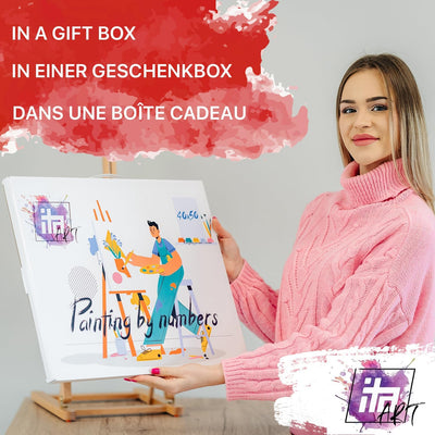 ITA ART Malen nach Zahlen Komplett Set mit Keilrahmen, Acrylfarben, Pinseln, Zubehör, Geschenkbox -