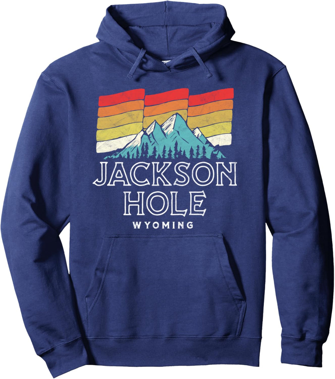 Retro Jackson Hole Wyoming Mountains Pullover Hoodie