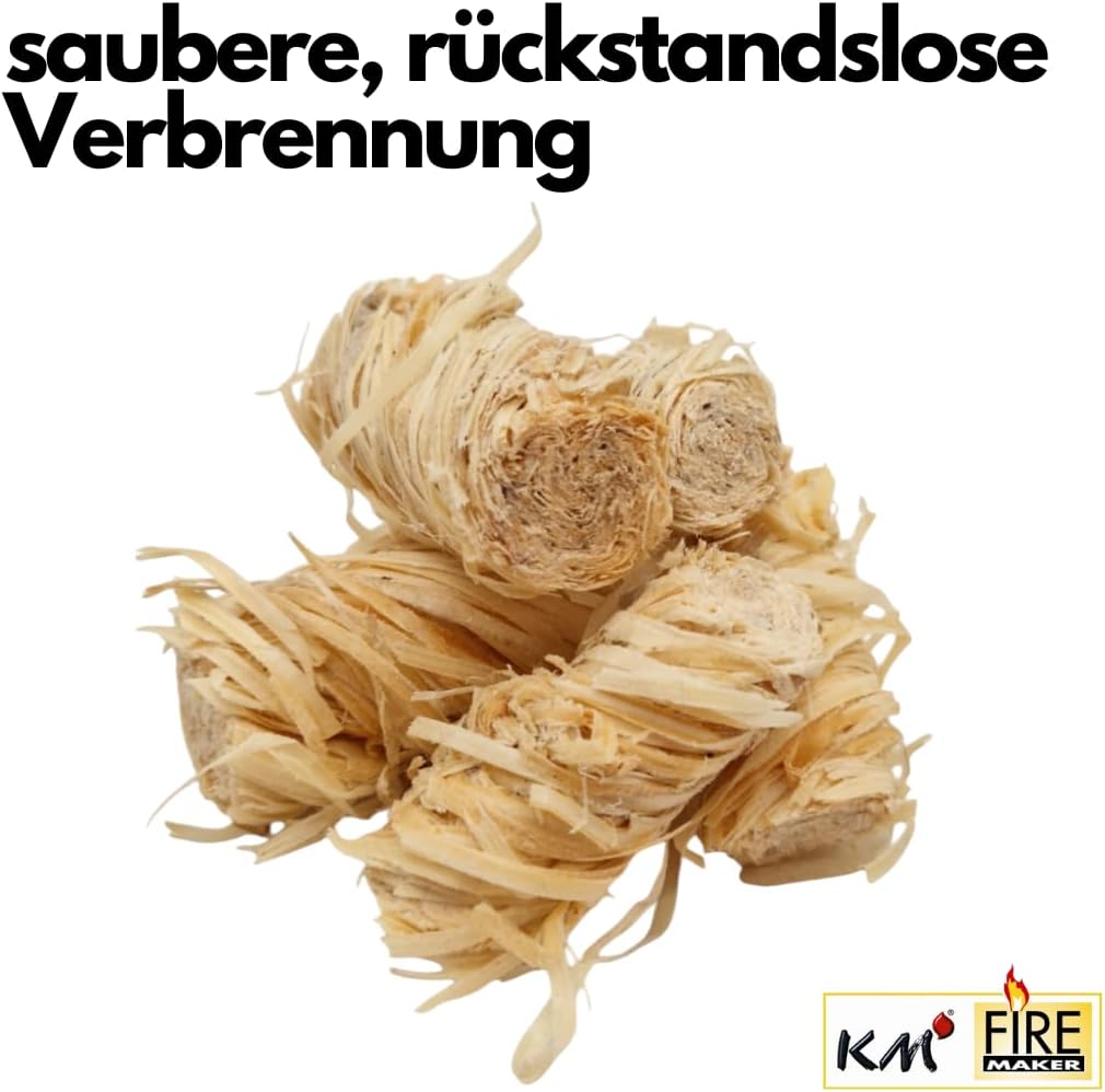 Km 12 Schachteln à 32 ökologische Grill- und Kaminanzünder aus Holzwolle mit Wachs (384 Anzünder) Fi