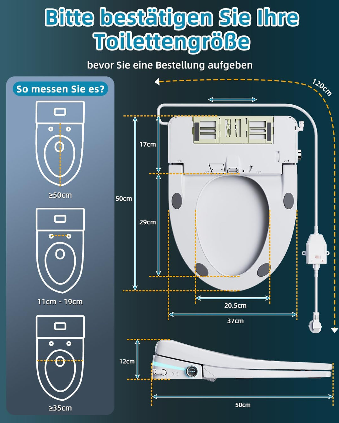 Smart WC-sitze mit Warmwasser und Trockner, Bidet Toilettensitz mit Düse, Japanische Toilette Sitz B