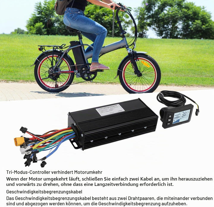 BuyWeek Elektrofahrrad Brushless Motor Controller Kit, 36V 48V 52V 1500W 2000W 40A 3 Modus Sinuswell