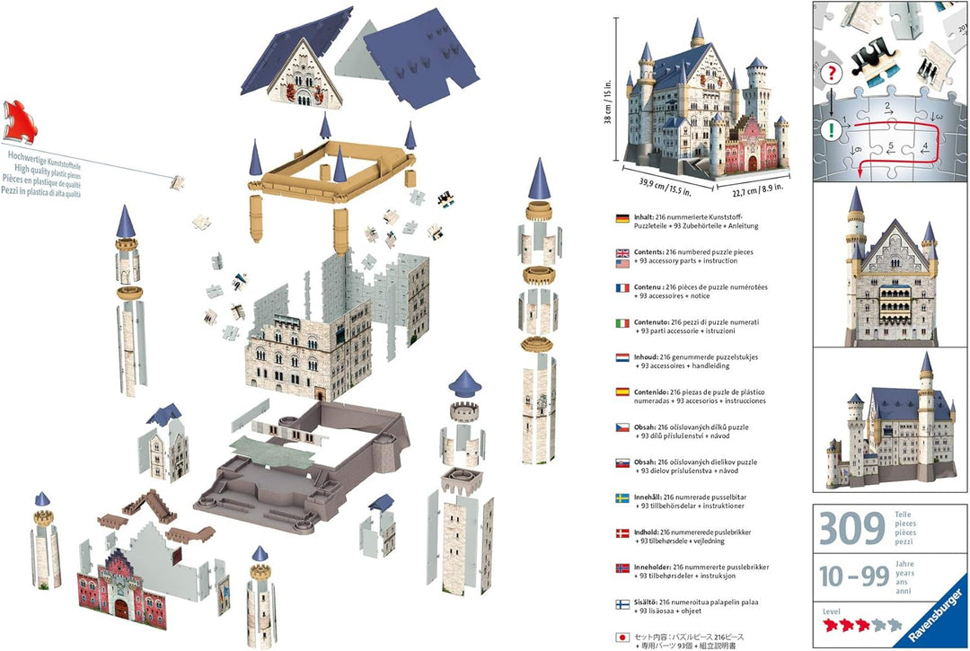 Ravensburger 3D Puzzle 12573 - Schloss Neuschwanstein - 216 Teile - Für alle Märchenschloss Fans ab