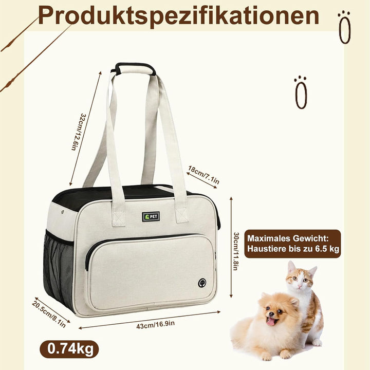 Hundetasche für Kleine Hunde, Tragetasche Hund für Kleine Hunde bis 6.5kg, Leichte Atmungsaktive Hau