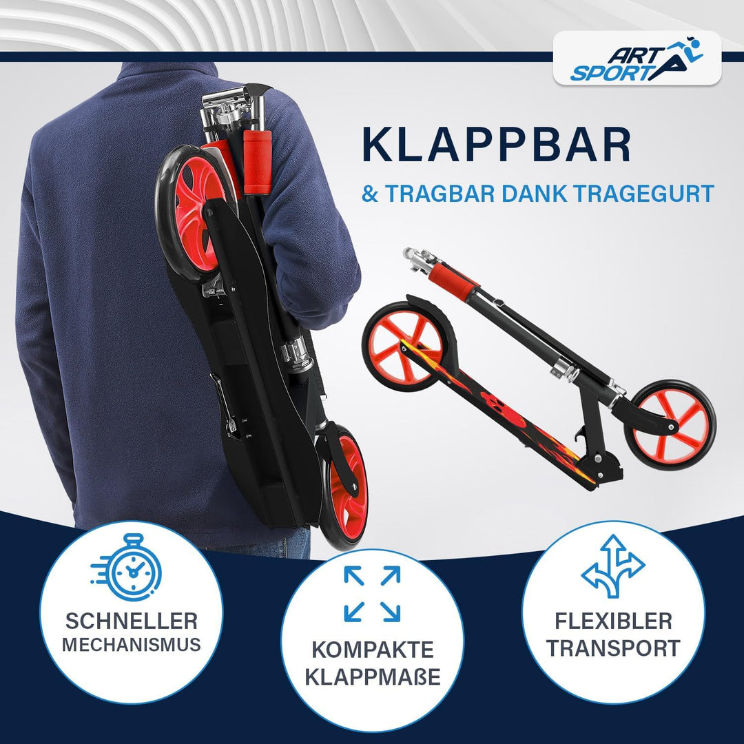 ArtSport Cityroller Scooter mit Big Wheel Räder & Tragegurt - Für Kinder ab 3 Jahren - 4 Designs 88