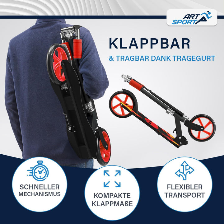 ArtSport Cityroller Scooter mit Big Wheel Räder & Tragegurt - Für Kinder ab 3 Jahren - 4 Designs 88
