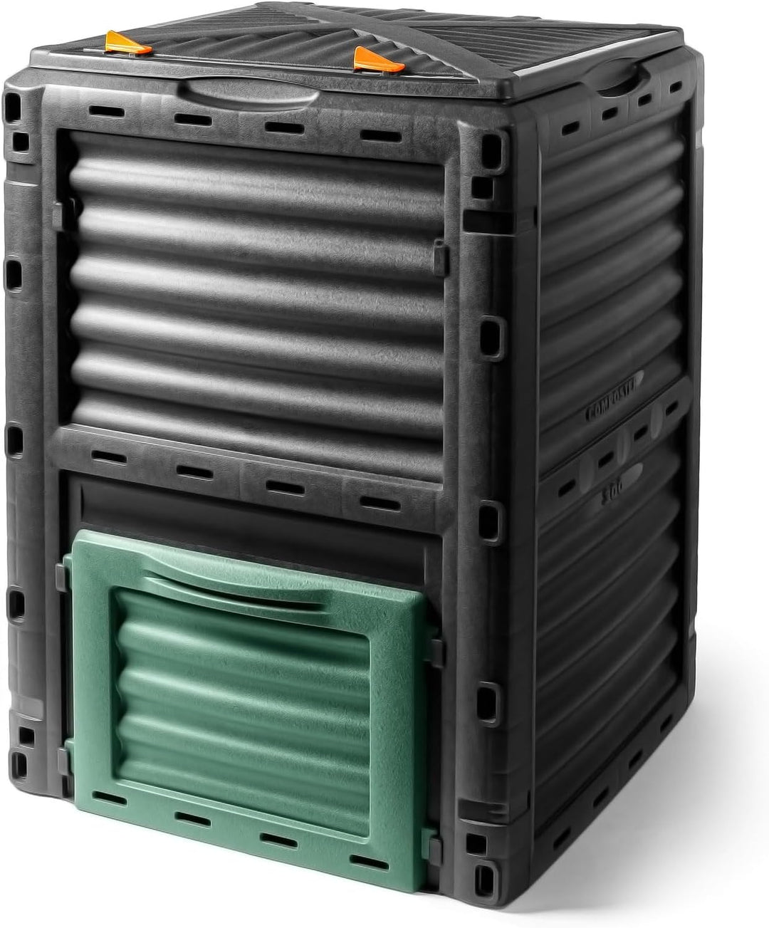 Spetebo Kunststoff Kompost Behälter 300 Liter schwarz - 83x61x61 cm - Garten Kompostierer Thermo Kom